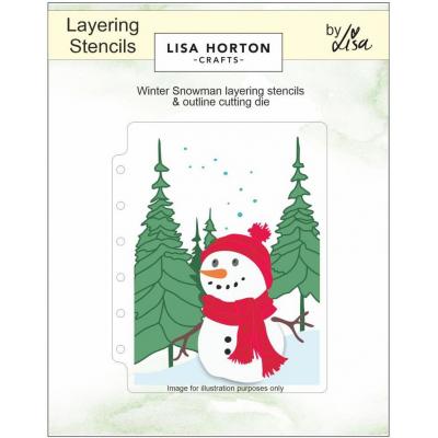 Lisa Horton Crafts Layering Stencils + Stanze -  Winter Snowman